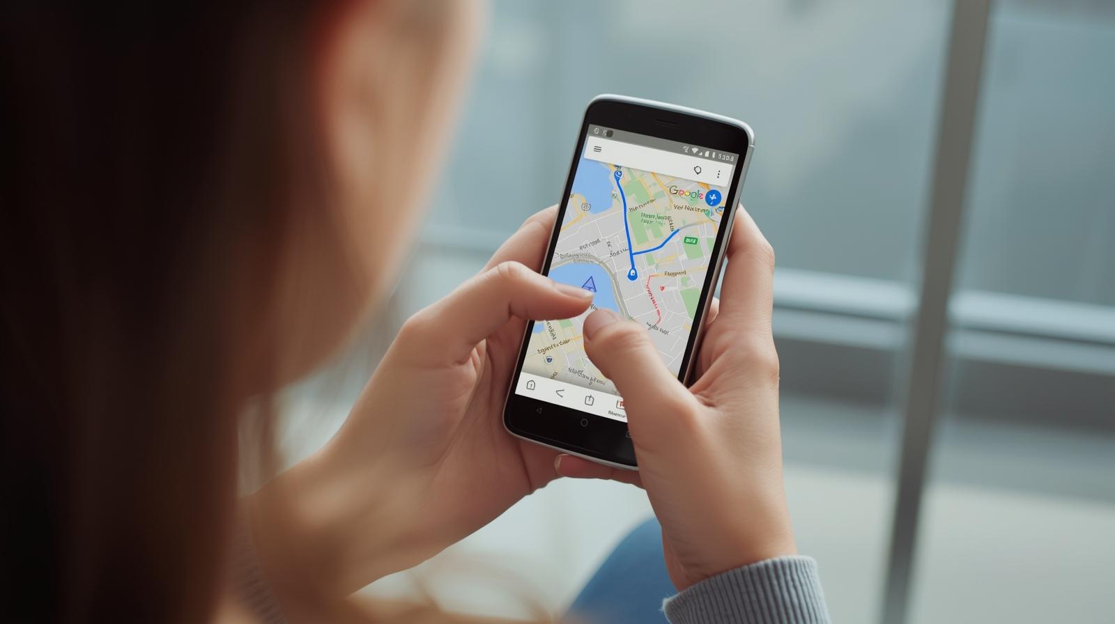 スマートフォンでGoogleマップを操作しているイメージ